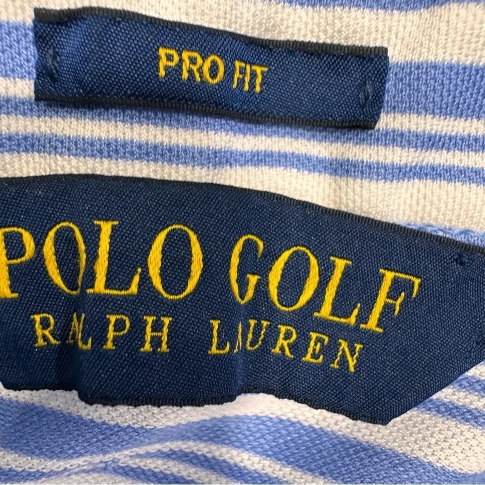 Ralph Lauren Golf Pro Fit Performance Mens Shirt Blue & White Stripe Sz L  NWOT